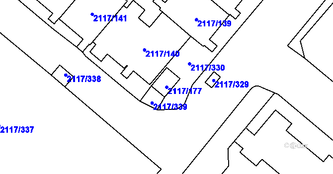 Parcela st. 2117/177 v KÚ Chodov, Katastrální mapa
