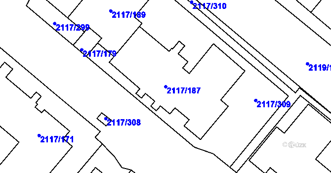 Parcela st. 2117/187 v KÚ Chodov, Katastrální mapa