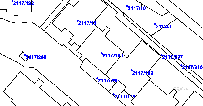 Parcela st. 2117/190 v KÚ Chodov, Katastrální mapa