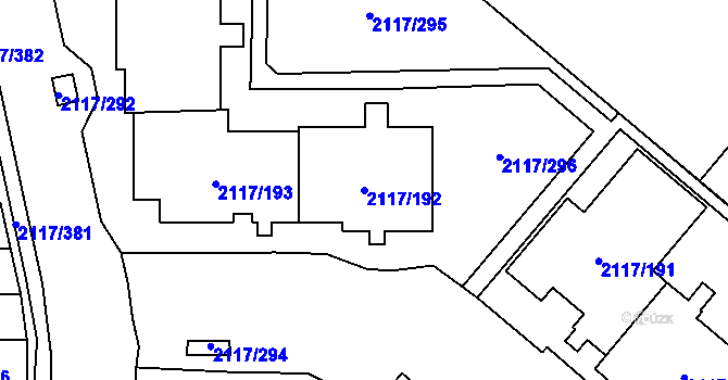 Parcela st. 2117/192 v KÚ Chodov, Katastrální mapa