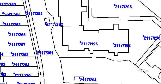 Parcela st. 2117/193 v KÚ Chodov, Katastrální mapa