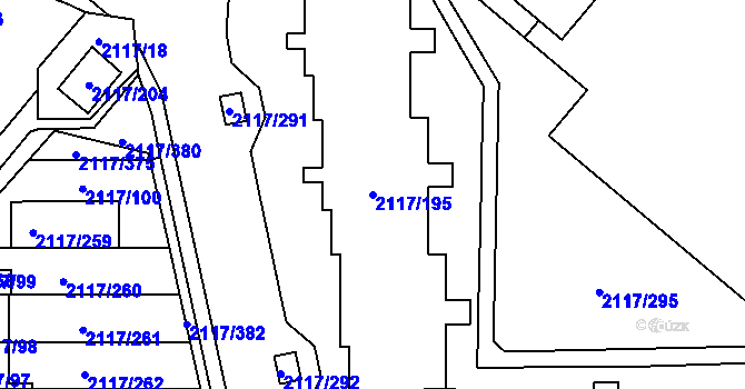 Parcela st. 2117/195 v KÚ Chodov, Katastrální mapa