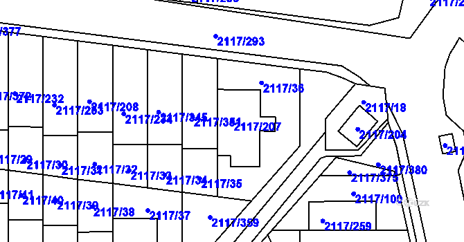 Parcela st. 2117/207 v KÚ Chodov, Katastrální mapa