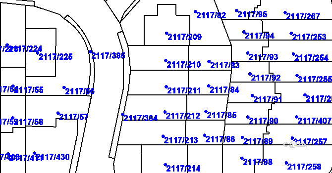 Parcela st. 2117/211 v KÚ Chodov, Katastrální mapa