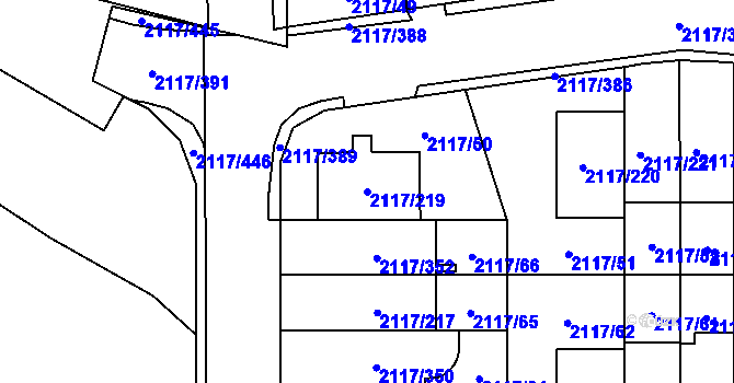Parcela st. 2117/219 v KÚ Chodov, Katastrální mapa