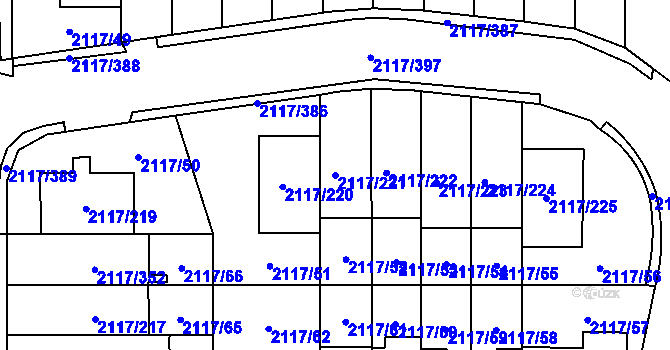 Parcela st. 2117/221 v KÚ Chodov, Katastrální mapa