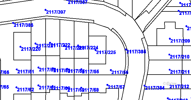 Parcela st. 2117/225 v KÚ Chodov, Katastrální mapa