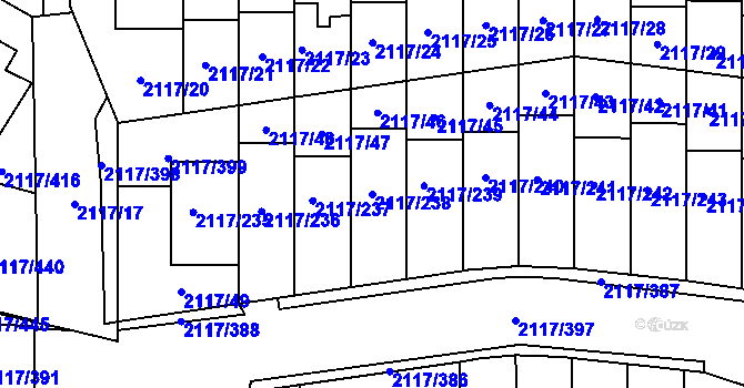 Parcela st. 2117/238 v KÚ Chodov, Katastrální mapa