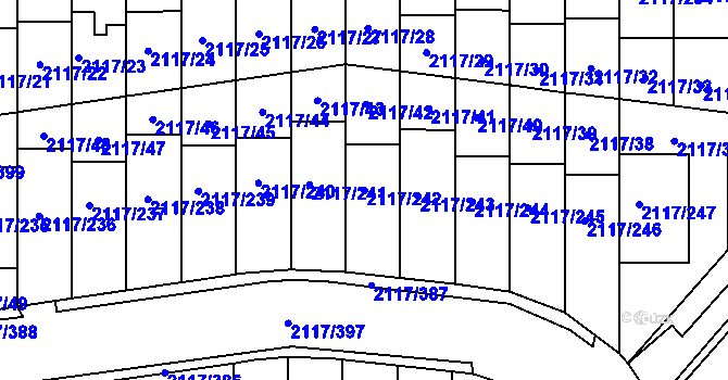 Parcela st. 2117/242 v KÚ Chodov, Katastrální mapa
