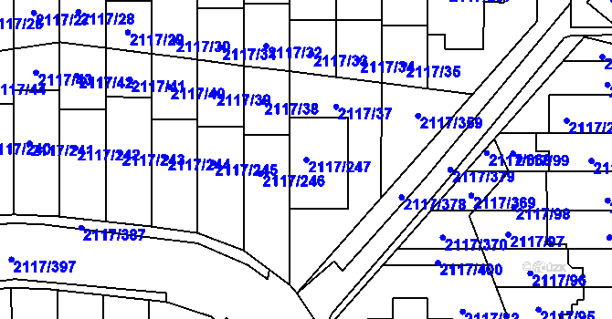 Parcela st. 2117/247 v KÚ Chodov, Katastrální mapa