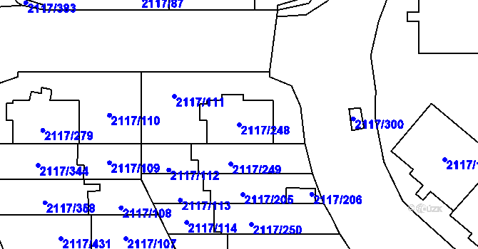 Parcela st. 2117/248 v KÚ Chodov, Katastrální mapa