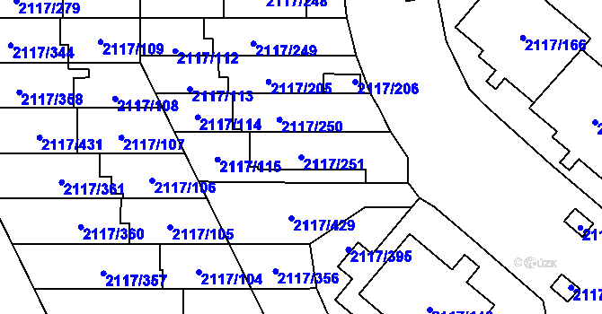 Parcela st. 2117/251 v KÚ Chodov, Katastrální mapa