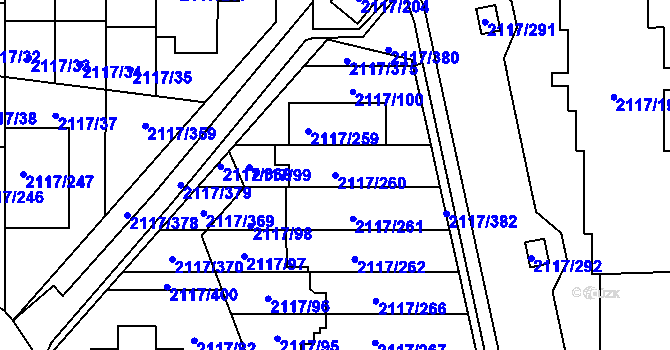 Parcela st. 2117/260 v KÚ Chodov, Katastrální mapa