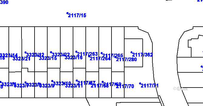 Parcela st. 2117/265 v KÚ Chodov, Katastrální mapa