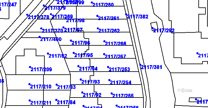 Parcela st. 2117/267 v KÚ Chodov, Katastrální mapa
