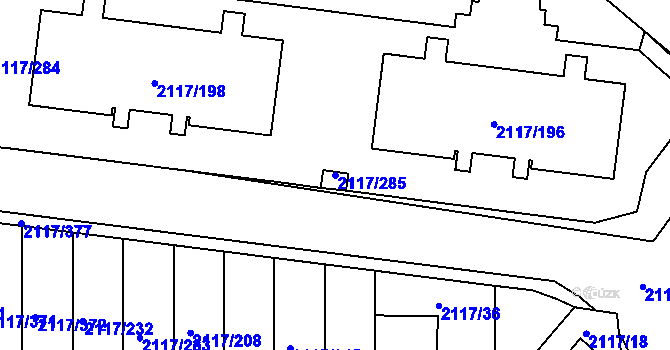 Parcela st. 2117/285 v KÚ Chodov, Katastrální mapa