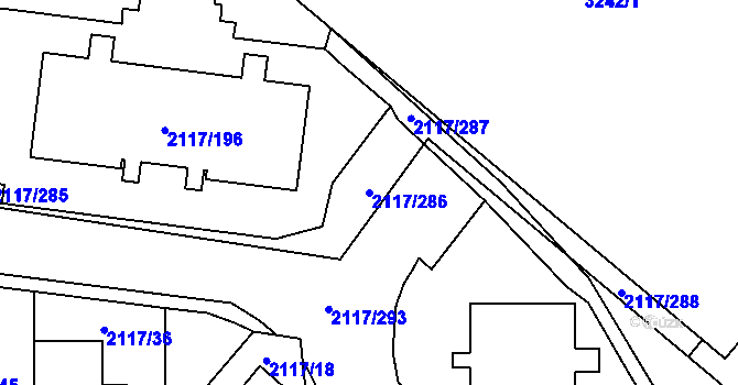 Parcela st. 2117/286 v KÚ Chodov, Katastrální mapa