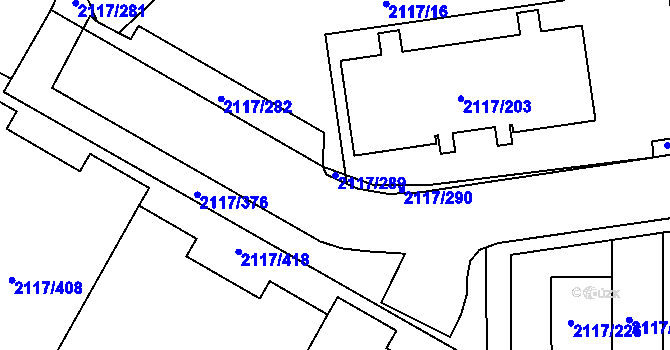 Parcela st. 2117/289 v KÚ Chodov, Katastrální mapa