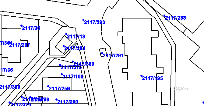 Parcela st. 2117/291 v KÚ Chodov, Katastrální mapa