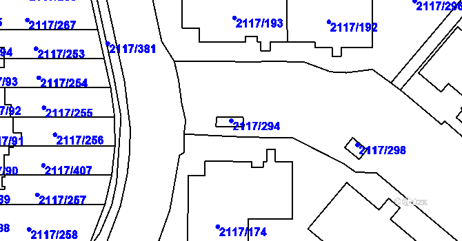 Parcela st. 2117/294 v KÚ Chodov, Katastrální mapa