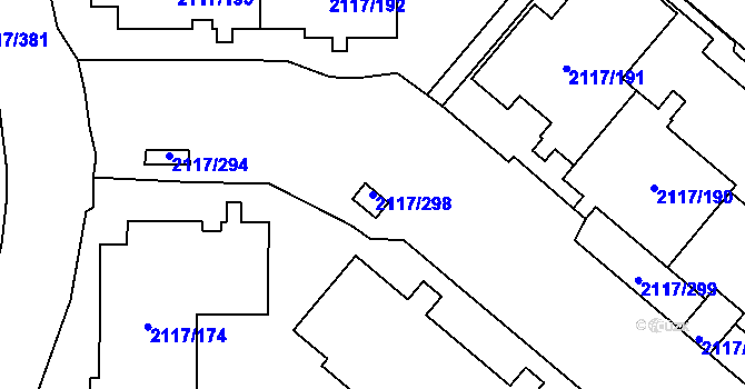 Parcela st. 2117/298 v KÚ Chodov, Katastrální mapa