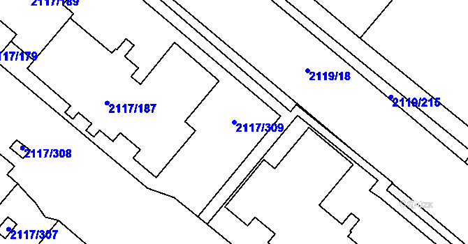 Parcela st. 2117/309 v KÚ Chodov, Katastrální mapa