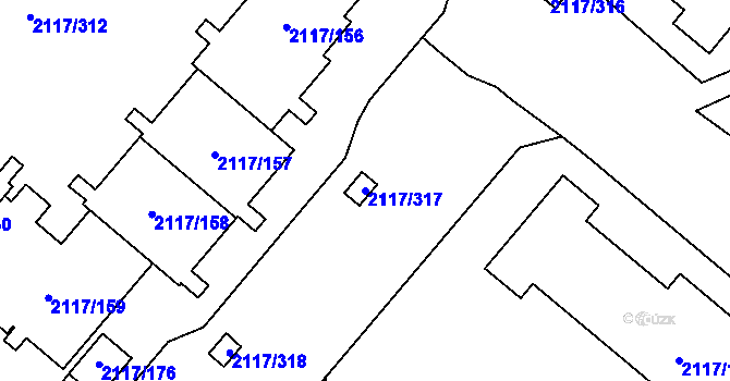 Parcela st. 2117/317 v KÚ Chodov, Katastrální mapa