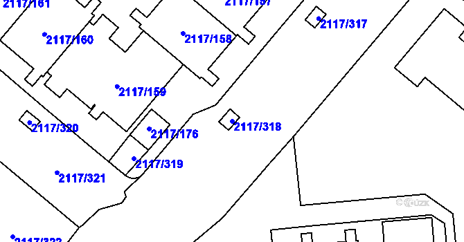 Parcela st. 2117/318 v KÚ Chodov, Katastrální mapa