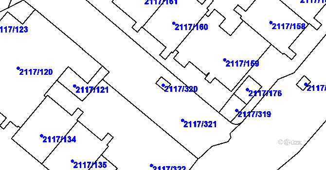 Parcela st. 2117/320 v KÚ Chodov, Katastrální mapa