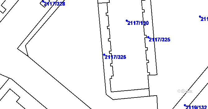 Parcela st. 2117/326 v KÚ Chodov, Katastrální mapa