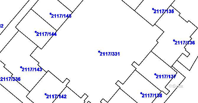 Parcela st. 2117/331 v KÚ Chodov, Katastrální mapa
