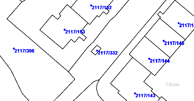 Parcela st. 2117/332 v KÚ Chodov, Katastrální mapa