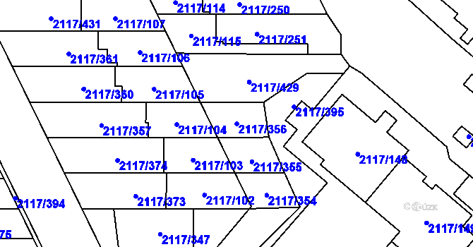 Parcela st. 2117/356 v KÚ Chodov, Katastrální mapa
