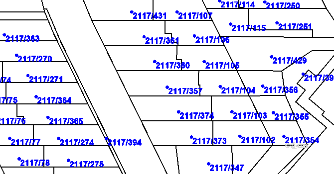 Parcela st. 2117/357 v KÚ Chodov, Katastrální mapa