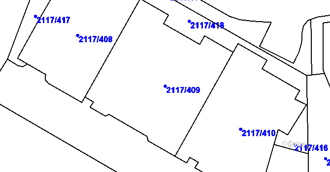 Parcela st. 2117/409 v KÚ Chodov, Katastrální mapa