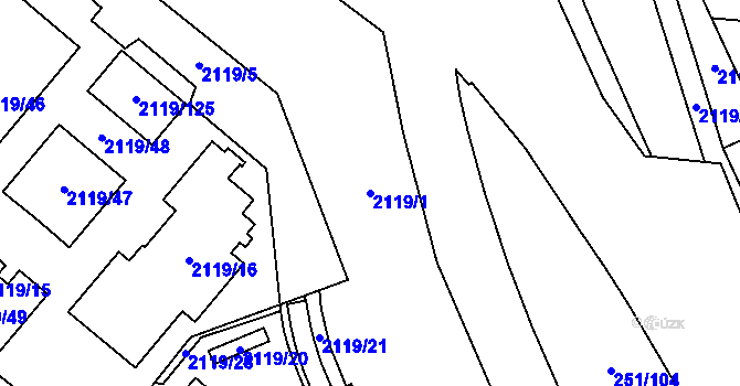 Parcela st. 2119/1 v KÚ Chodov, Katastrální mapa