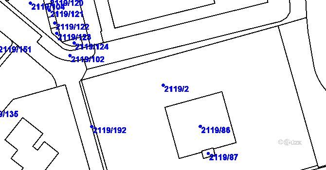 Parcela st. 2119/2 v KÚ Chodov, Katastrální mapa