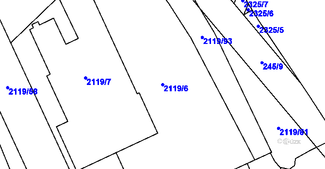 Parcela st. 2119/6 v KÚ Chodov, Katastrální mapa