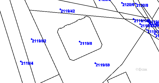 Parcela st. 2119/8 v KÚ Chodov, Katastrální mapa
