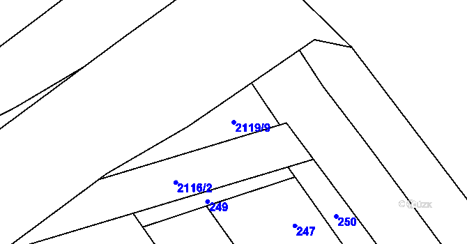 Parcela st. 2119/9 v KÚ Chodov, Katastrální mapa