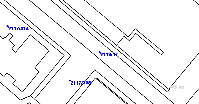 Parcela st. 2119/17 v KÚ Chodov, Katastrální mapa