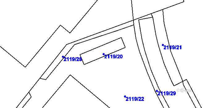 Parcela st. 2119/20 v KÚ Chodov, Katastrální mapa
