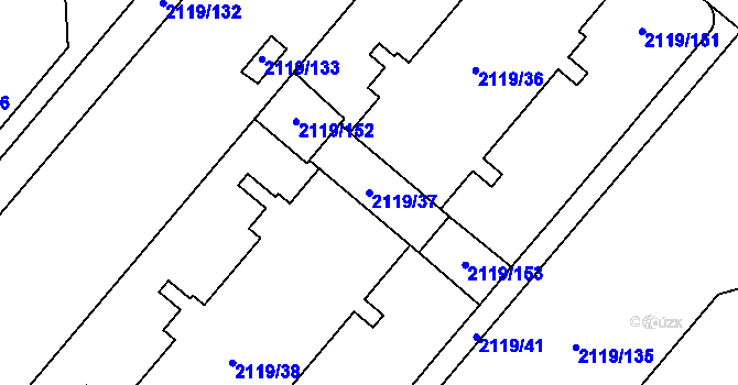 Parcela st. 2119/37 v KÚ Chodov, Katastrální mapa