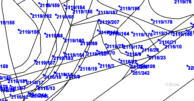 Parcela st. 2119/70 v KÚ Chodov, Katastrální mapa