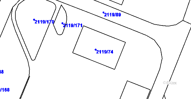 Parcela st. 2119/74 v KÚ Chodov, Katastrální mapa