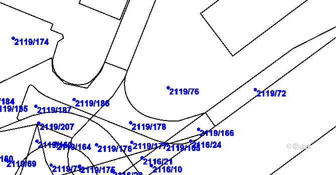 Parcela st. 2119/76 v KÚ Chodov, Katastrální mapa