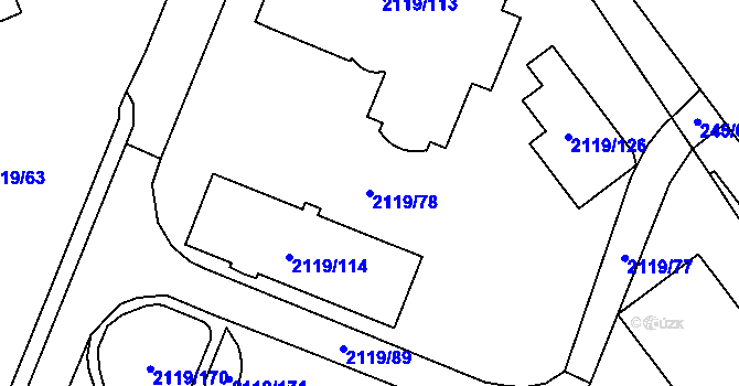 Parcela st. 2119/78 v KÚ Chodov, Katastrální mapa