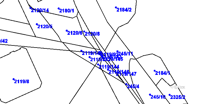 Parcela st. 2119/92 v KÚ Chodov, Katastrální mapa