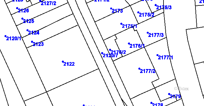 Parcela st. 2120/7 v KÚ Chodov, Katastrální mapa