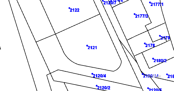 Parcela st. 2121 v KÚ Chodov, Katastrální mapa